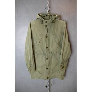 APC‎ Paris Military Hooded Fishtail Parka Jacket Olive Green Cotton Blend Size S